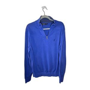 Nautica Men's Vintage Y2K Blue Cotton Zip Pullover Sweater Size XL